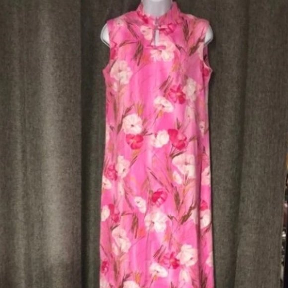Vintage 60s Sun Fashions of Hawaii Floral Caftan Maxi Dress M/L - Picture 1 of 8